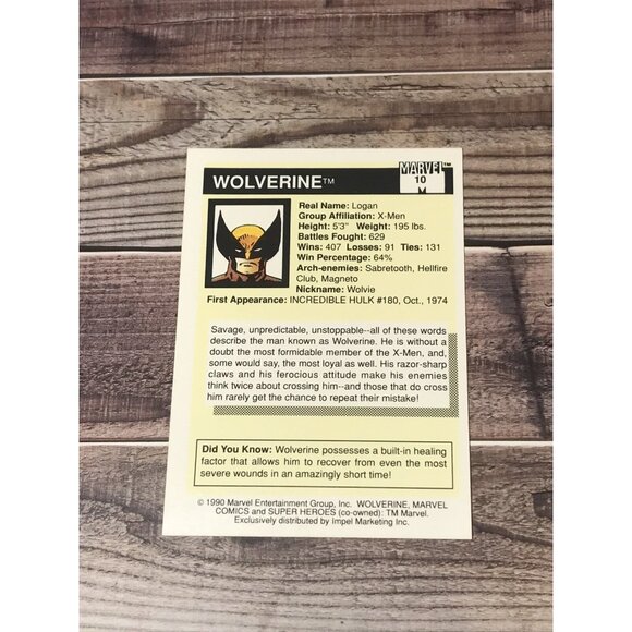 Wolverine X-Men Marvel #10 Impel Trading Card 1990 - Picture 2 of 2